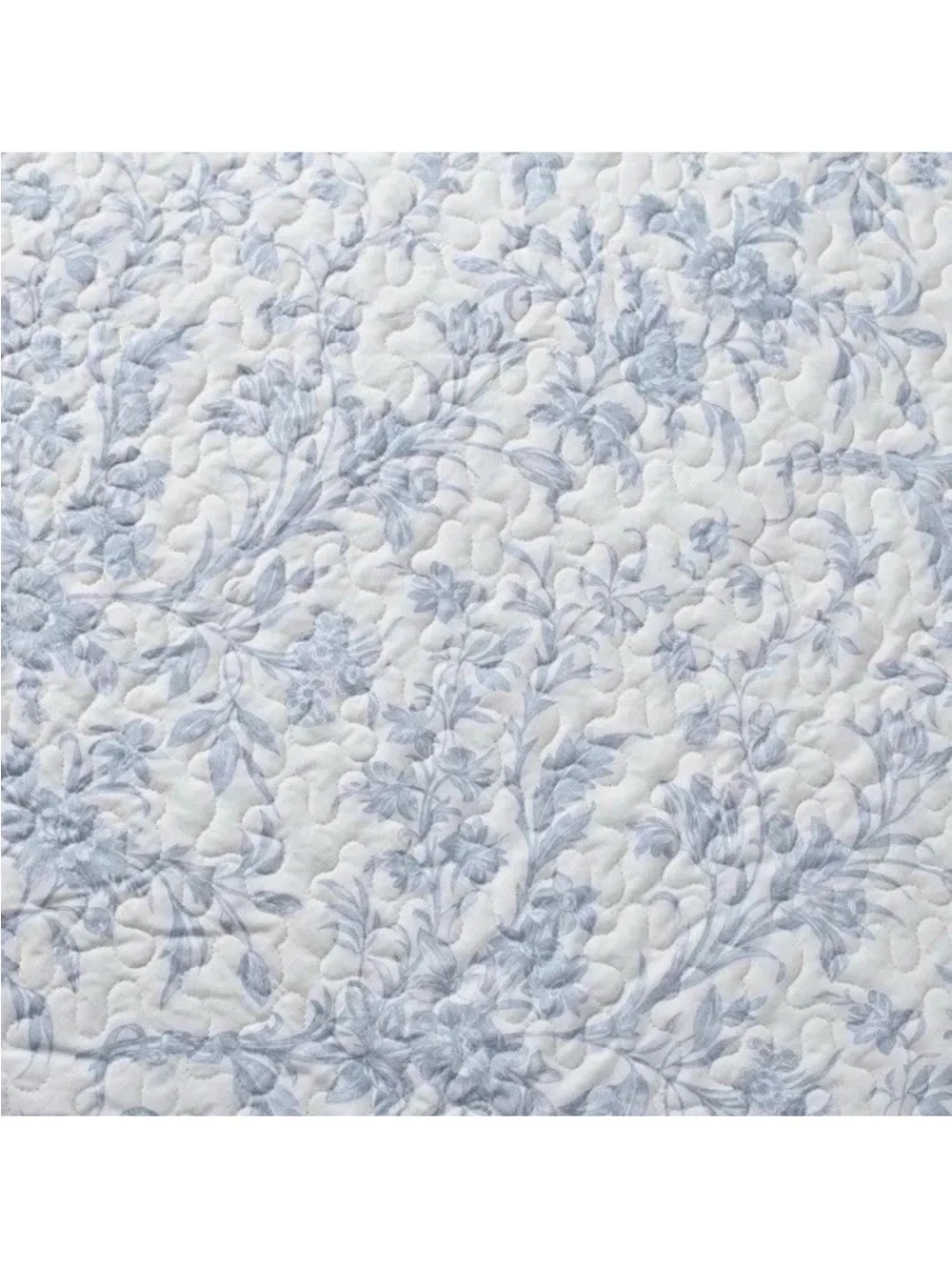 Elegant 4-Piece King Blue Amberley Floral Quilt Set Reversible Bonus ThrowPillow